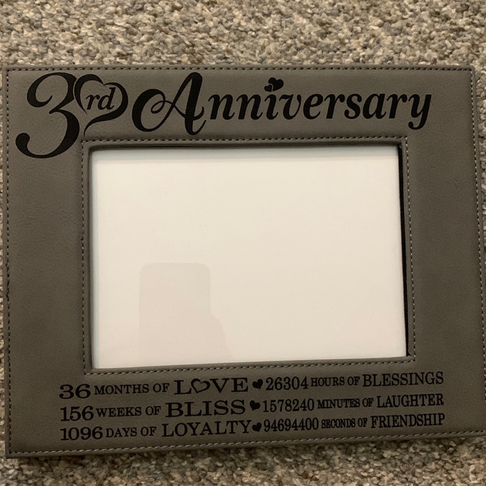 Engraved Leather Picture Frame - 3 years together with your special someone